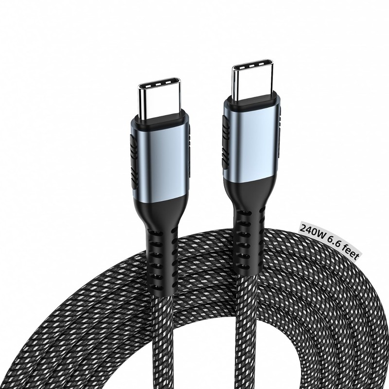 COSCTOR [6.6 ft] 240W Type C USB C to C Cable for Silver Black Ft]