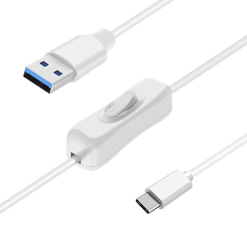 White 1ft 0.3m USB 3.0 To Type C Charger Cable With On Off Switch 5Gbps 1 PCS gallery