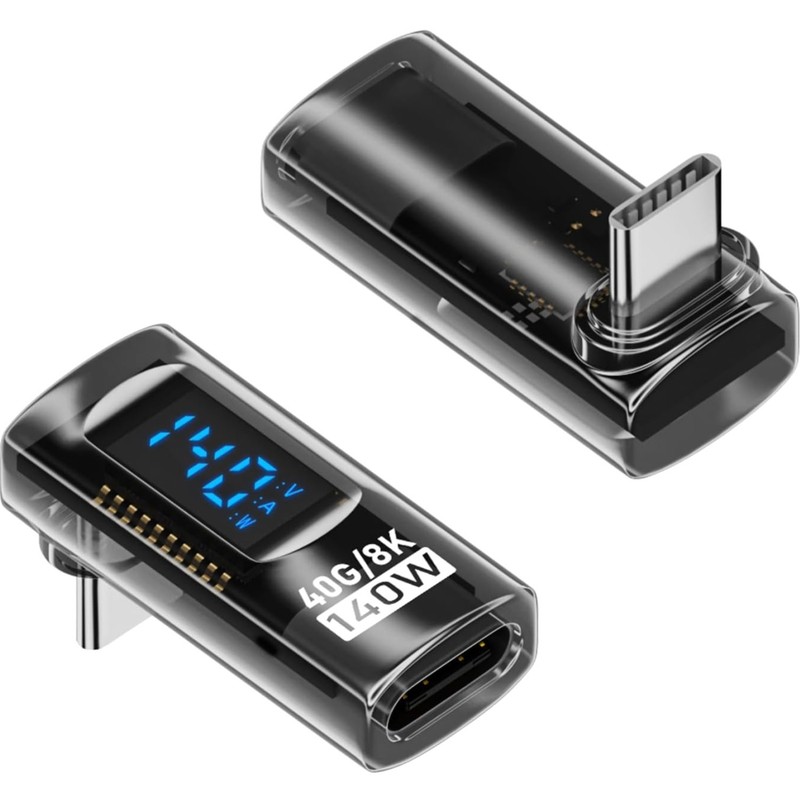 2 Pack USB C Adapter with Digital Display, 90 Degree Right Angle