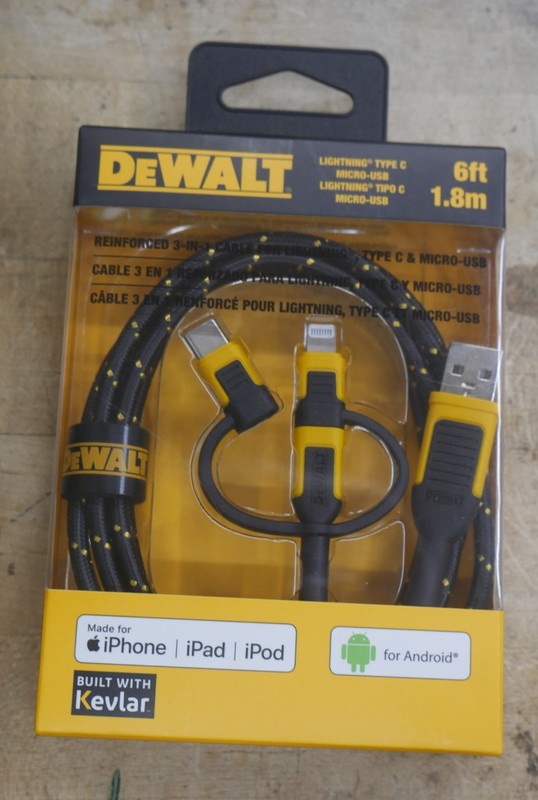 DeWALT DXMA1311356 6 Ft CHARGING CORD Reinforced USB-C MICRO-USB New In Box