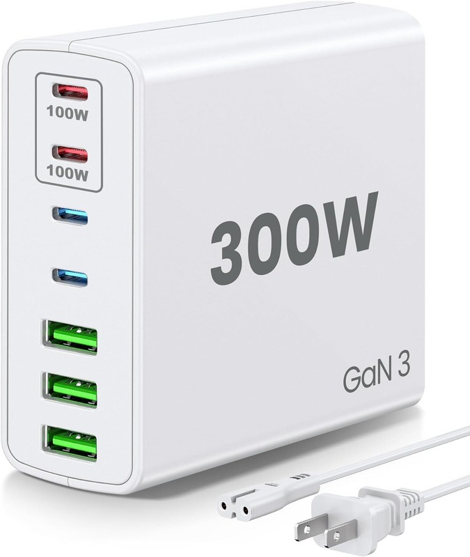 USB C Fast Charger Block 300W: 7 Port USB Charging Station Hub Brick – Dual PPS