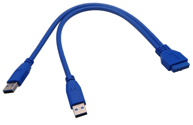 2 Port USB 3.0 Splitter 30cm/12in, Dual A Male to 20 Pin Motherboard Header, PC gallery