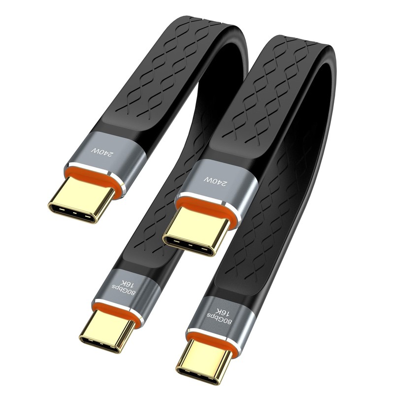 Thunderbolt 5 80Gbps 2pcs/Lot USB 4 Extension 12CM Flat Short Data Transmissi…