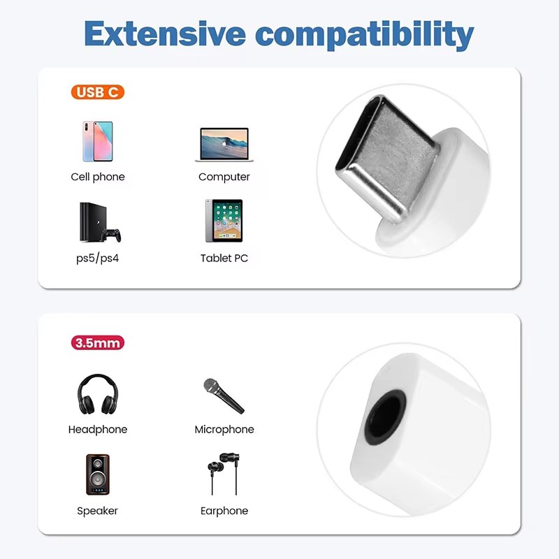 3PCS USB-C Type C Adapter Port to 3.5MM Aux Audio Jack Earphone Headphone Car gallery