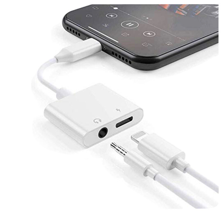 3.5mm Jack Aux Cord Charger Audio Dual Cable Connector For iPhone