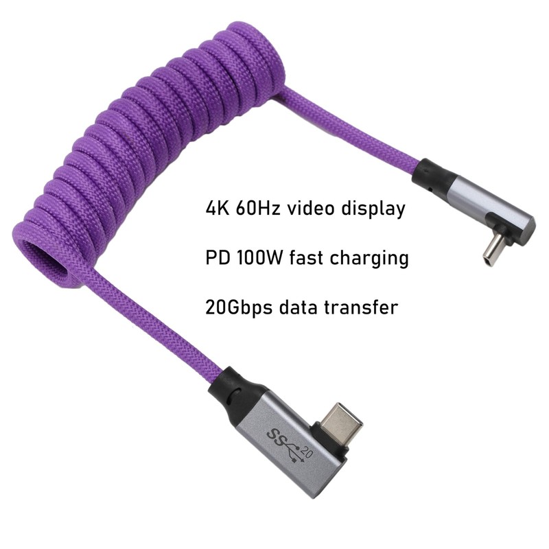 USB Type-C 90 Degree Cable, USB3.2 4K 20Gbps 100W 9V3A 20V5A for Sony A7IV FX... gallery