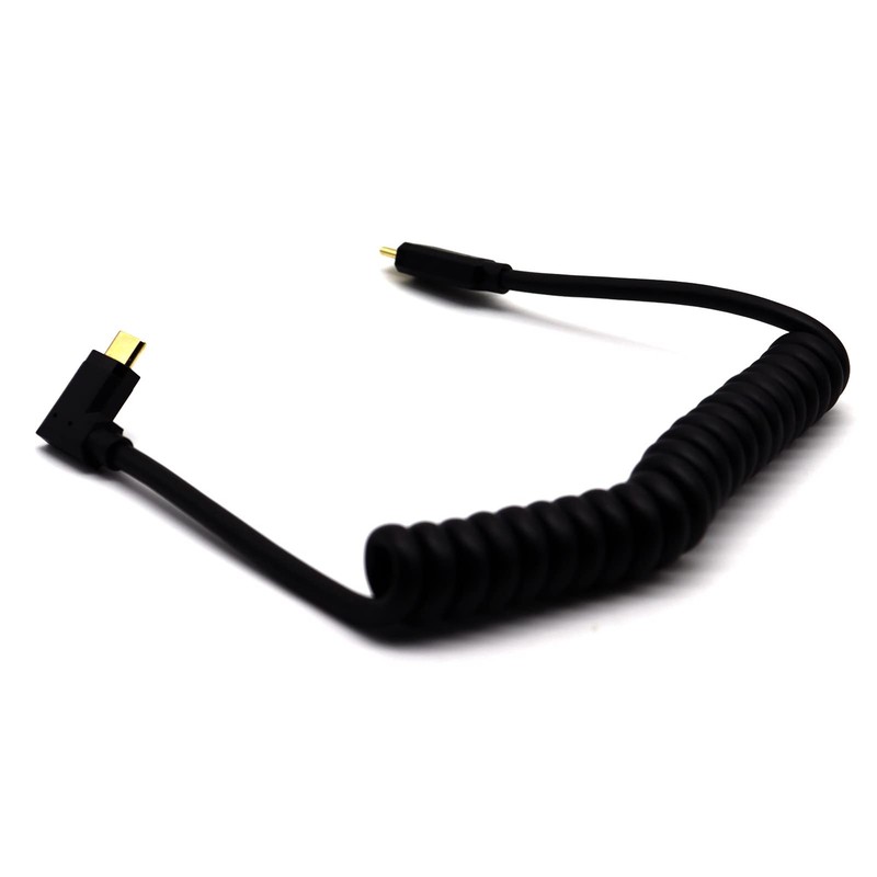 Spring Coiled USB C Cable 90 Degree Angle USB 3.1 Male to USB 3.1 Male Fast D…