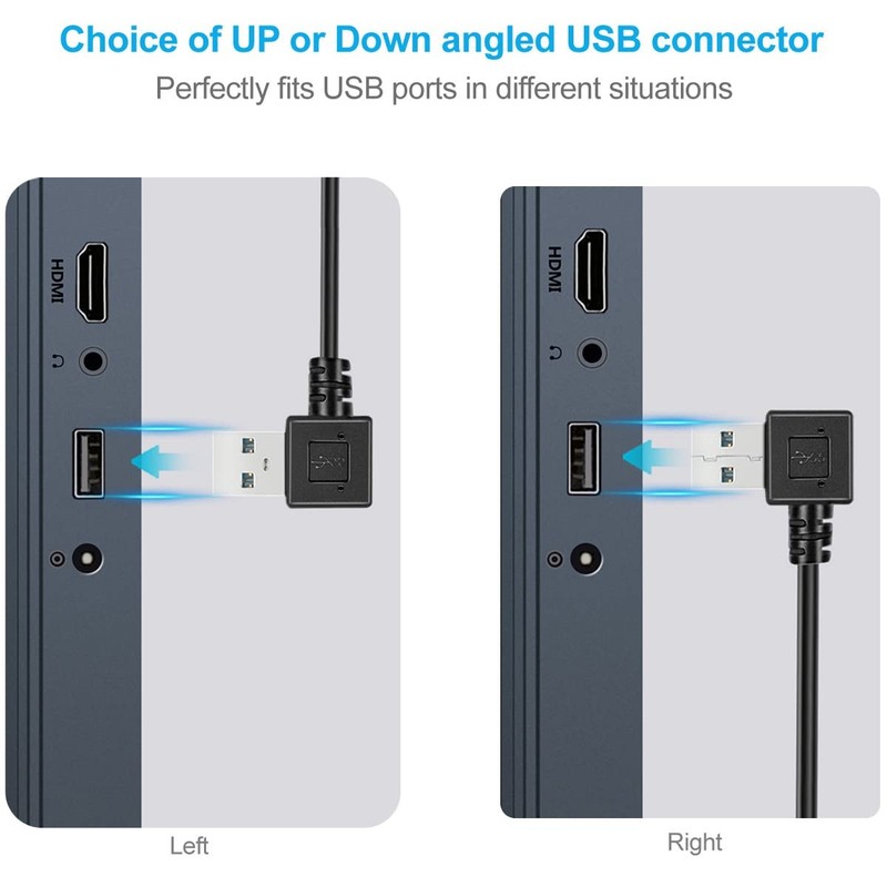 2 PCS 6 Inch USB 3.0 Left Right Angle Male To Female Extension Cable Adapter gallery