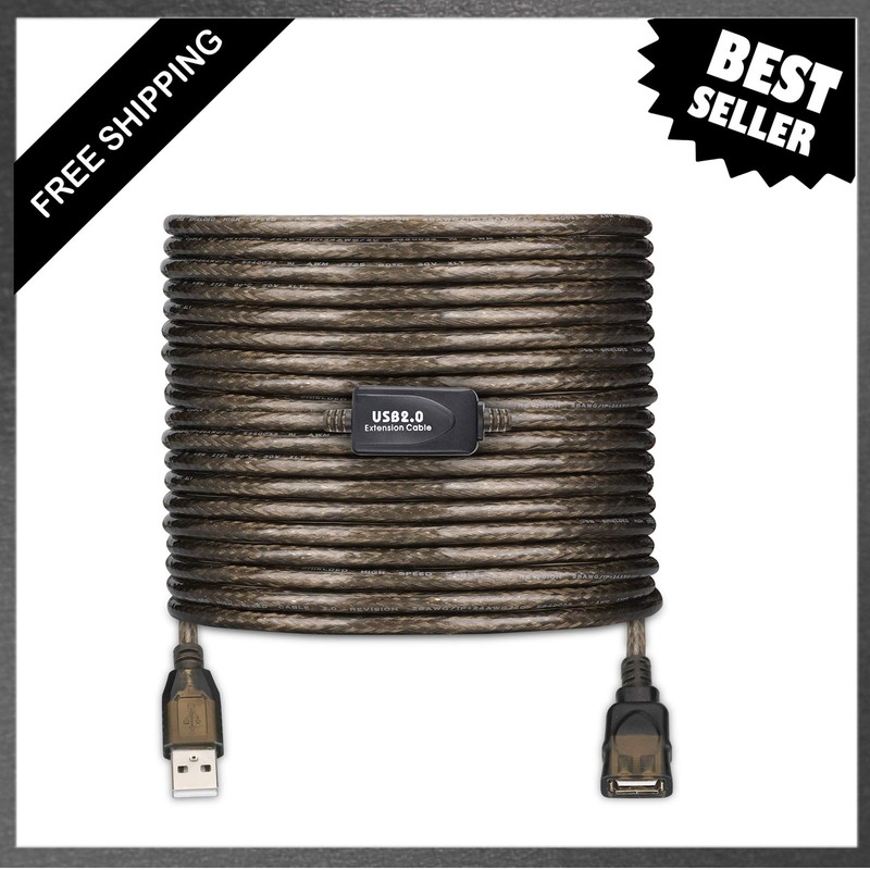USB 2.0 Type A Male to A Female Active Repeater Extension Cable 50ft High Speed