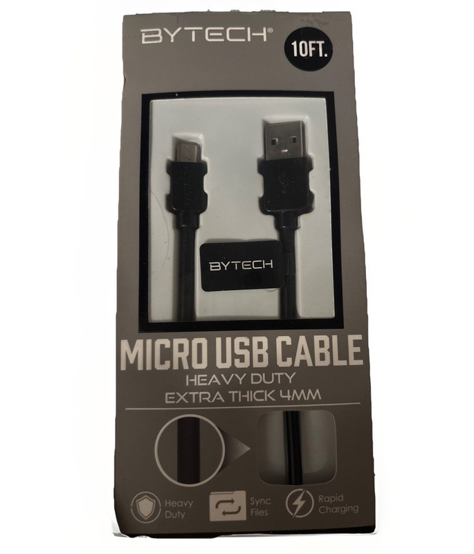 ByTech Micro USB Cable Heavy Duty Extra Thick 4MM 10FT Black