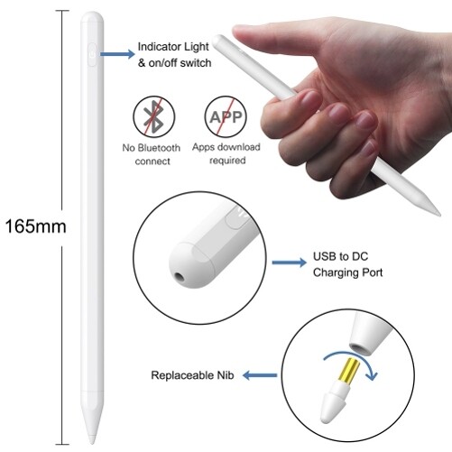 for iPhone iPad Capacitive Digital Active Stylus Pen Touch Rechargeable gallery