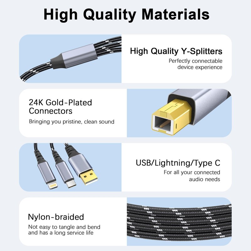 Printer Cable,USB &USB-A to USB-B Cable，High Speed Nylon Braided Scanner Prin... gallery