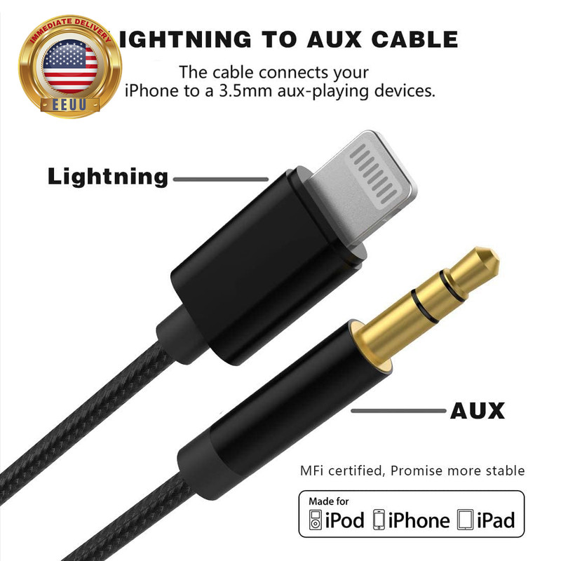 Aux Cord for Iphone,[Apple Mfi Certified] Lightning to 3.5Mm AUX Cable for Car S gallery