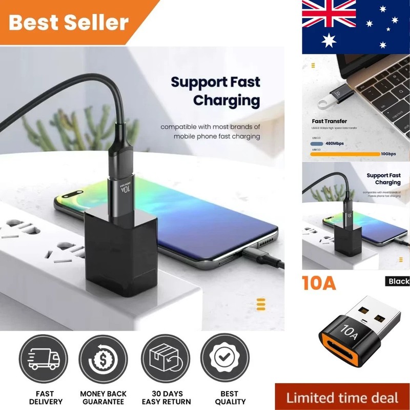 Usb 3.0 Otg Type C Adapter Fast Charging Usb-C Converter 10a Black 2pcs