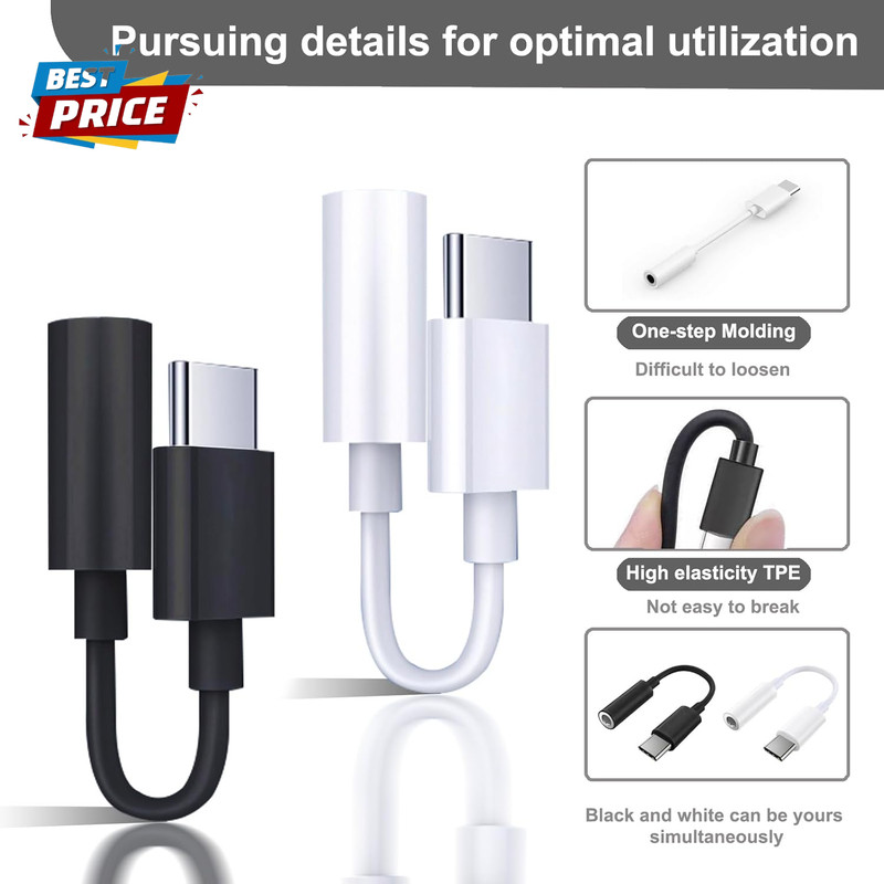 2 Pack USB C to 3.5Mm Headphone Jack Adapter, Hi-Fi DAC Audio Converter with Mic gallery