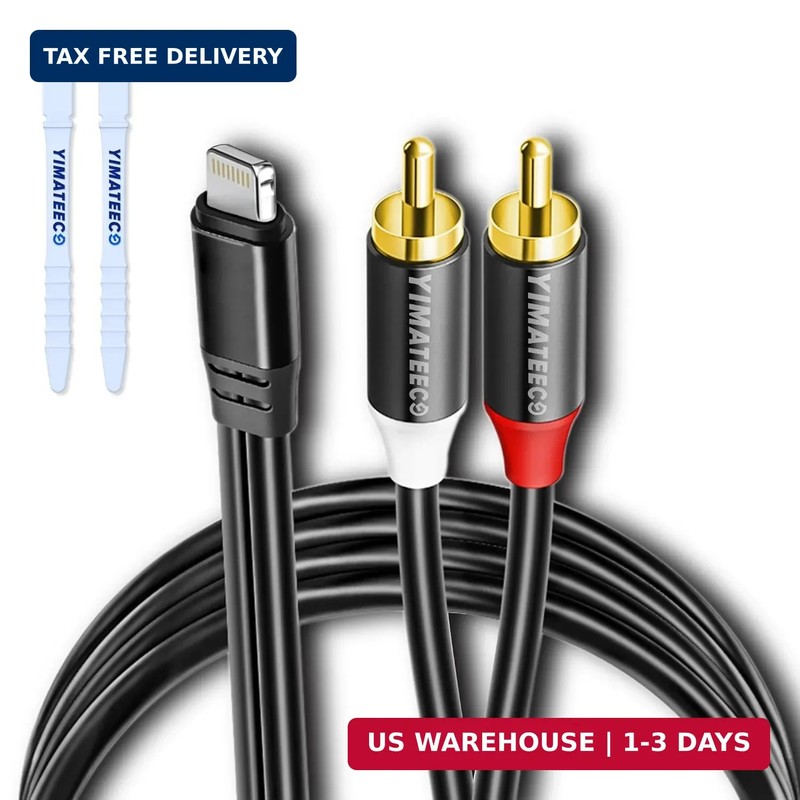 Lightning to RCA Cable Audio Aux Adapter, [MFi Certified] 2 RCA Audio Y Splitter