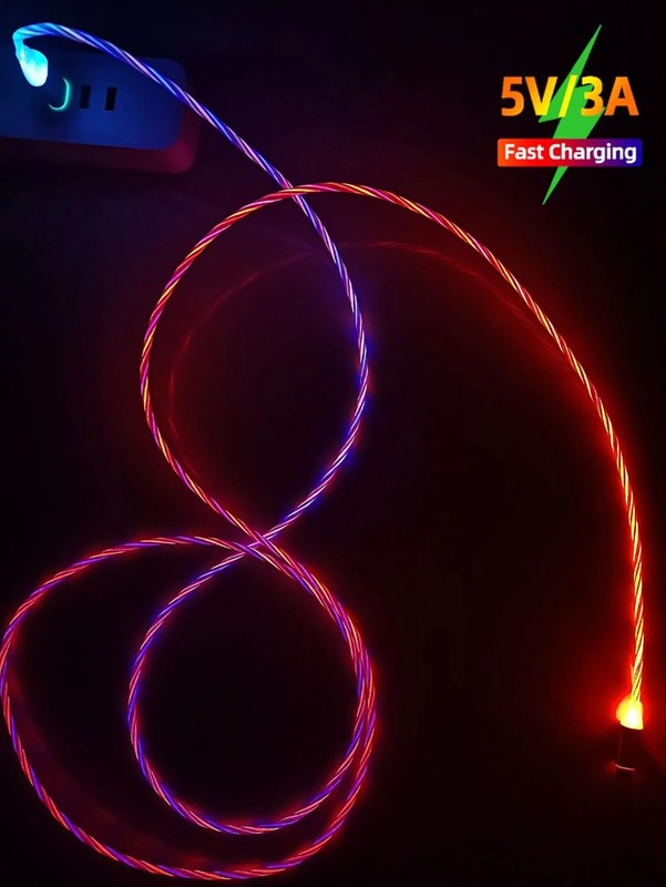 6.6ft/2m USB Cable 3A Type C Led Light Up Charging Cord 7 Colors RGB Gradual Cha gallery