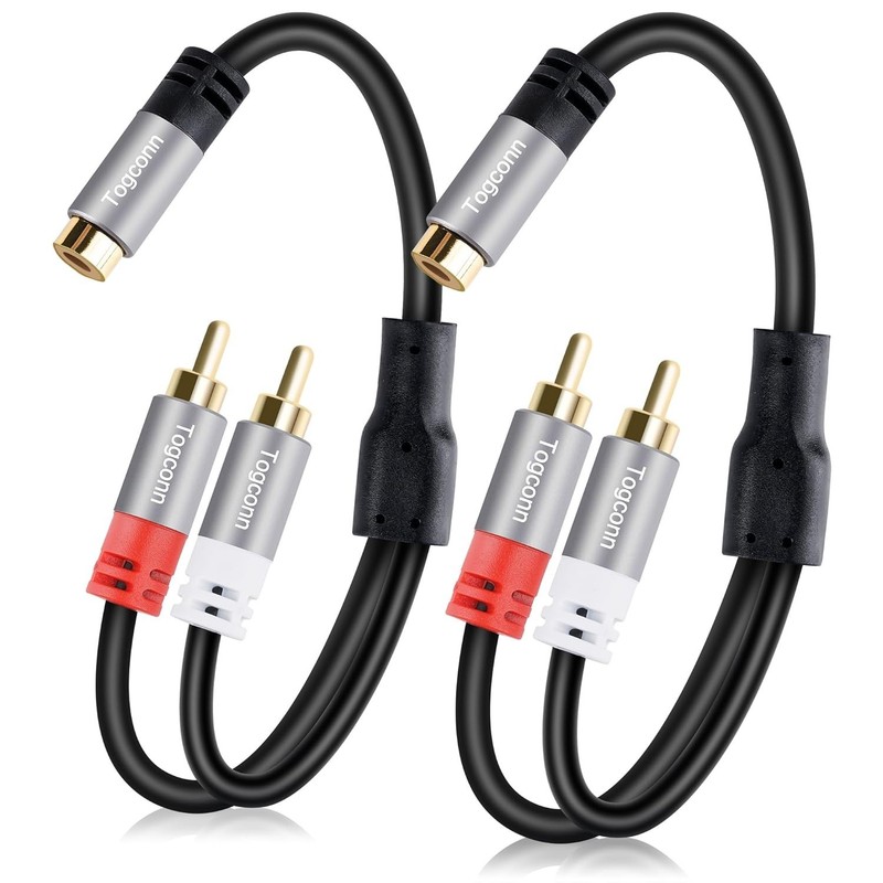 RCA Y-Adapter Splitter Cable 2Pack,1 RCA Male to 2 RCA Female Stereo Audio Video