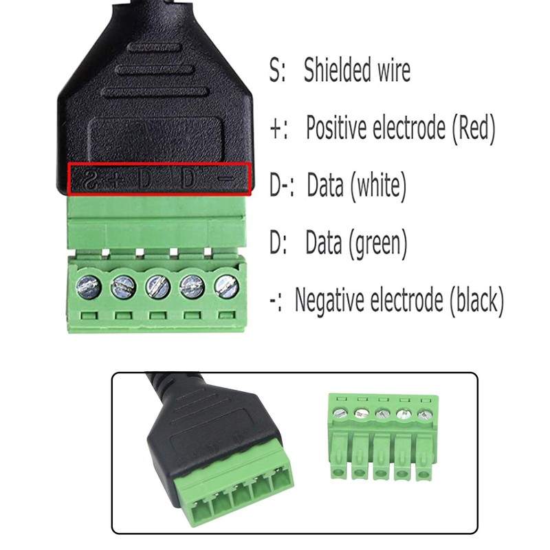 USB C Terminal, Type C Male Screw Terminal Block Connector Solderless Pluggab... gallery