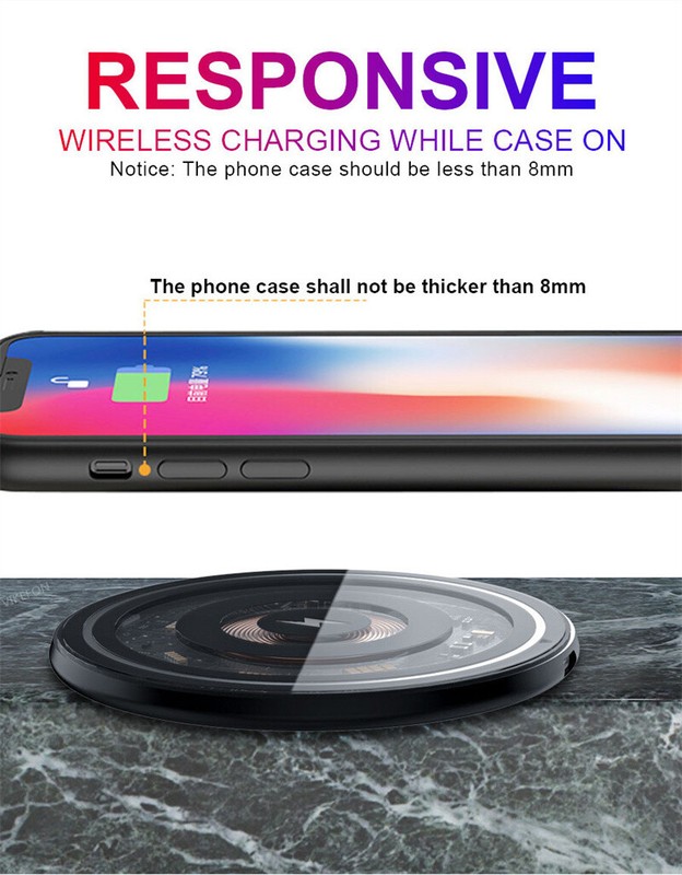 Wireless Fast Charger Charging Pad Dock for Samsung iPhone Android Cell Phone gallery
