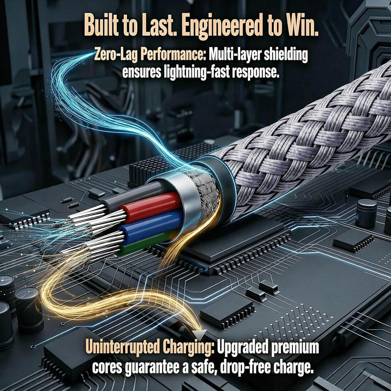Pet-Proof Braided Micro USB Cable, 2-Pack 6ft - Fast Charge for All Devices gallery