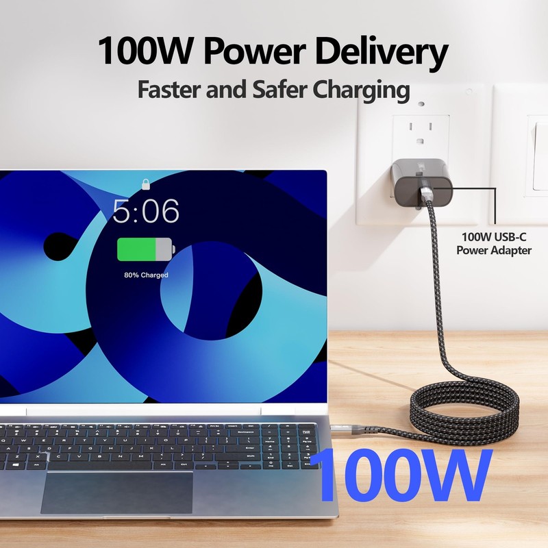 2FT Short USBC Thunderbolt 4/3 Cable 20Gbps 100W Fast Charging 4K Video Cord gallery