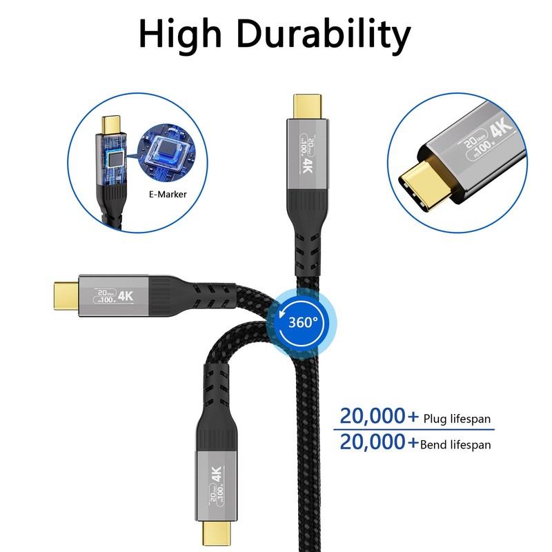 2FT Short USBC Thunderbolt 4/3 Cable 20Gbps 100W Fast Charging 4K Video Cord gallery