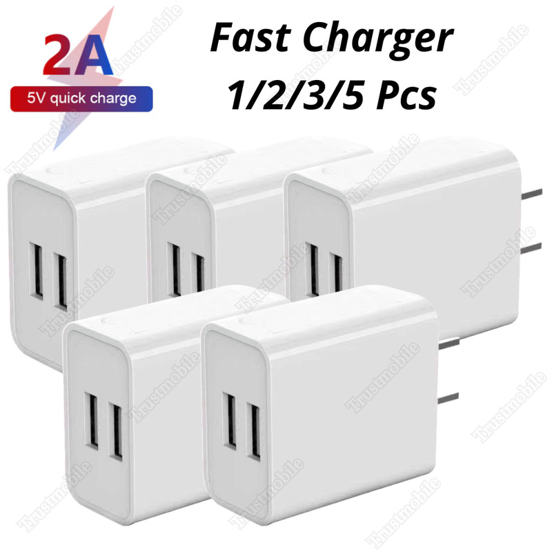 5V 2A Dual USB Fast Charger Wall Adapter Block For iPhone Android Samsung Lot