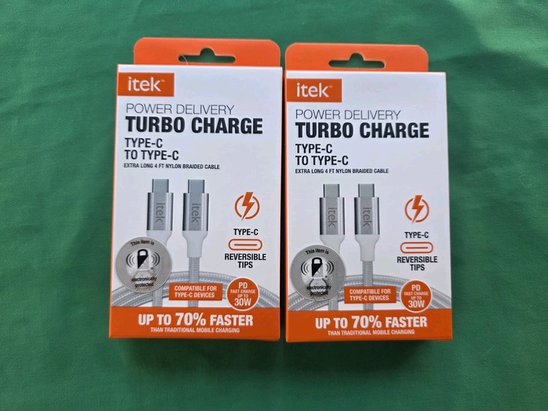 2PK Itek High Speed Charging Cable Type-C To Type-C 4 Feet Long