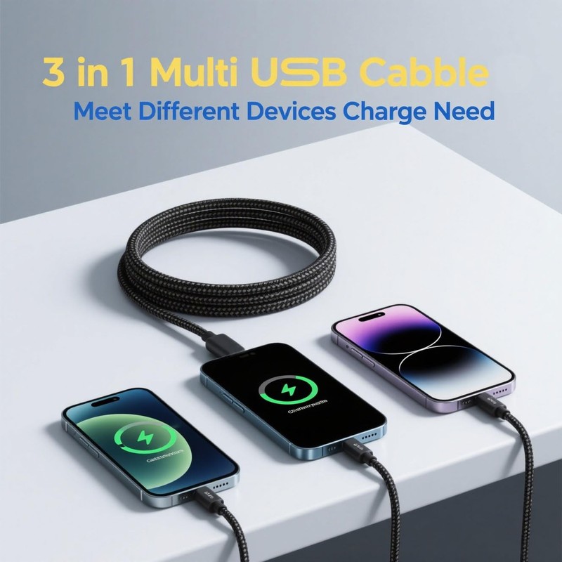 6ft USB Multi Charging Cable - USB Splitter 1 in 3 Out Fast Charging Cord, 3 ... gallery