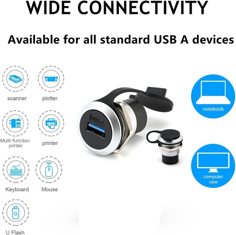 5 PCS USB 3.0 Panel Mount Coupler, Female to Female, Bulkhead, Waterproof Cap gallery