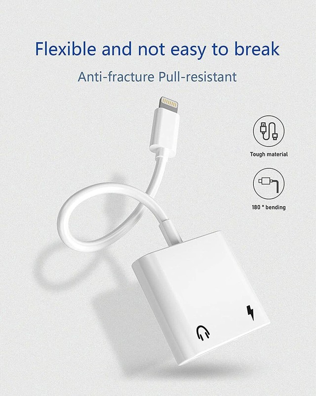 2-Pack 2 in 1 Dual Adapter 3.5mm Headphone & Charger For iPhone XS XR 11 12 14 gallery