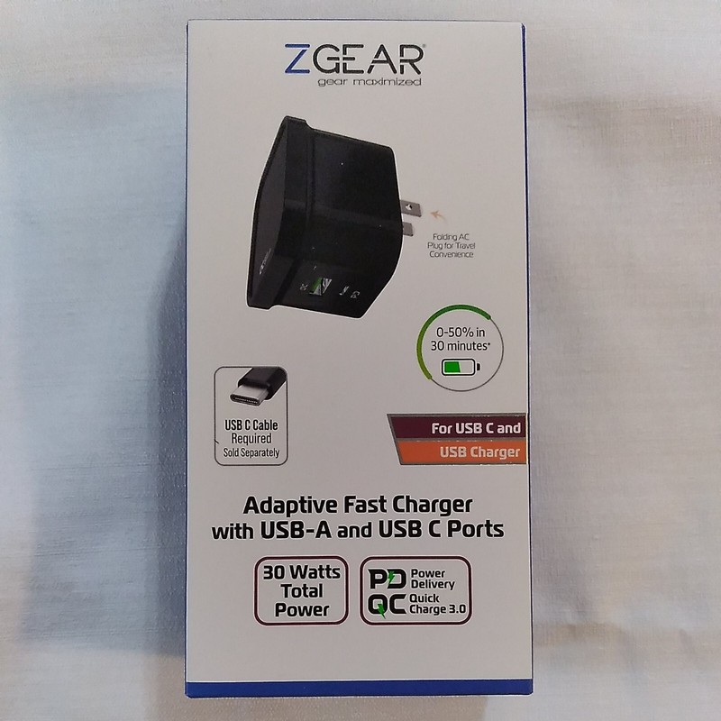 Adaptive Fast Charger USB-A, USB-C Ports ZGEAR Quick Charge 3.0