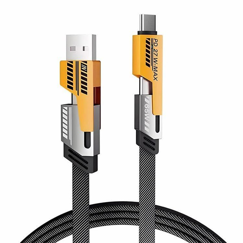 4-In-1 USB-C Charging Cable, Tangle-Free Nylon Braided Multi Charging Cord, USB-