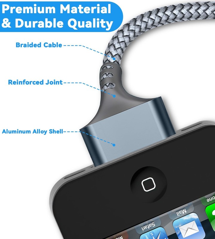 Herfair USB to 30 Pin Charger Cable Nylon Braided USB Charging Cord Compatible w gallery