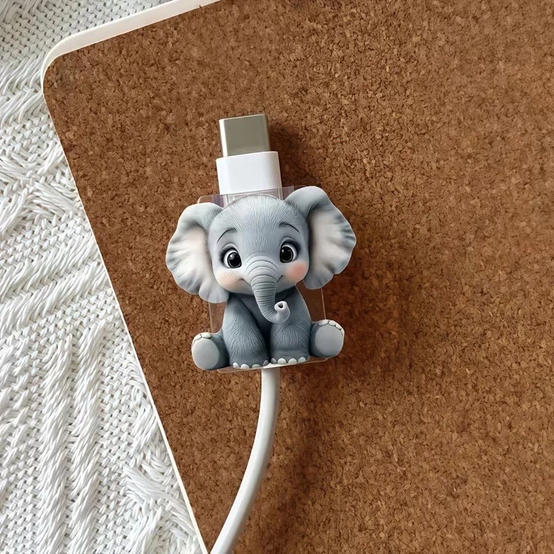 2 PCS Cute Elephant Cable Protector for Type-C – Anti-Break Durable