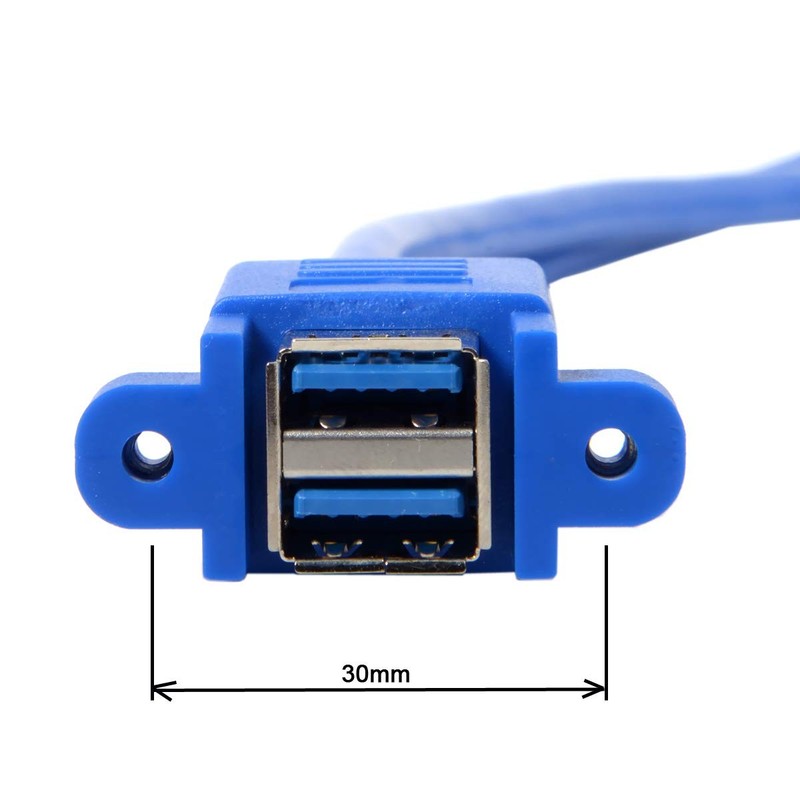 USB 3.0 Header Cable Stackable Female Panel 19Pin 20Pin Dual Ports 5Gbps 50cm gallery