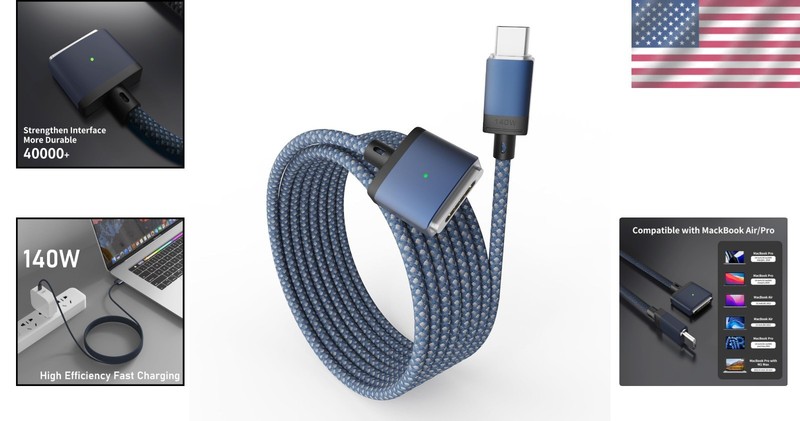 Durable 6.6ft USB-C to Magnetic 3 Cable - Fast Charging for MacBook Air/Pro gallery
