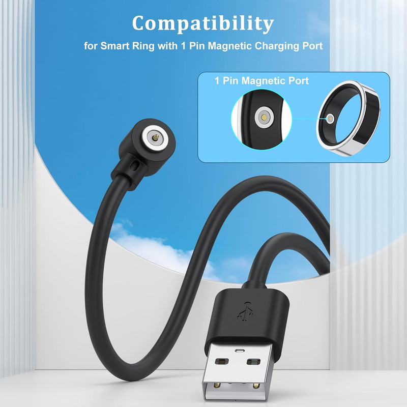 Meliya 2 Pack for Smart Ring Charger Cable, Replacement Magnetic Charger Cord fo gallery