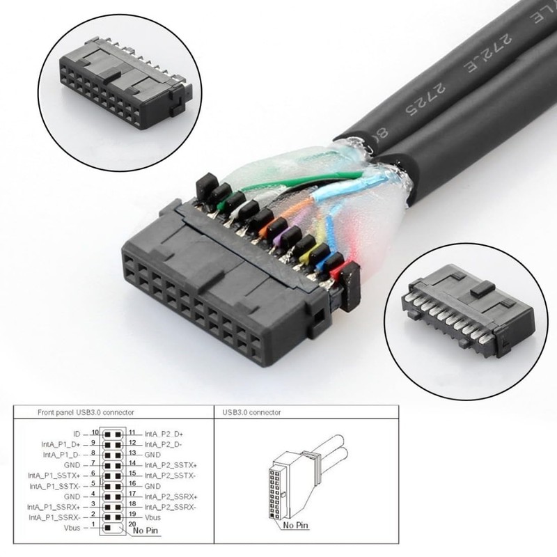 USB 3.0 Front Panel Header 19/20Pin & -to 2 USB 3.0 & USB Female Chassis Back... gallery