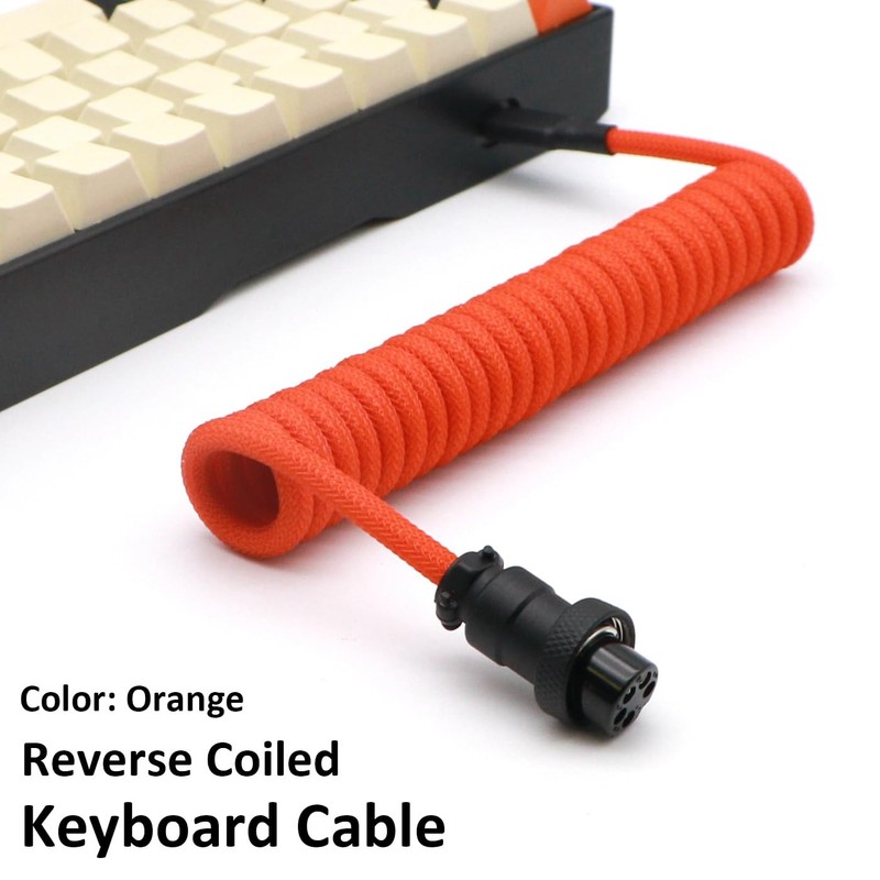 Coiled Mechanical Keyboard Cable DoubleSleeved GX16 Aviator 1.2m Orange gallery