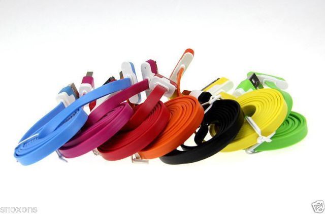 iPhone 4 Flat USB Colour Cable Charger Orange BUY 1 GET 1 FREE! gallery