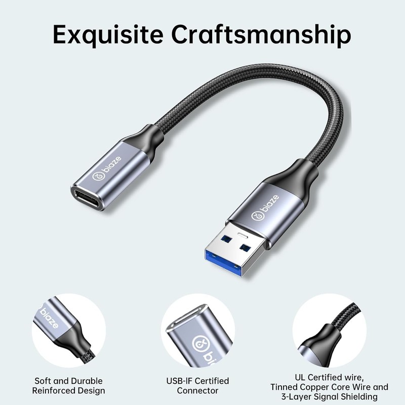 High-Speed USB A to C Adapter - 10Gbps Data Sync & Multi-Device Compatibility gallery