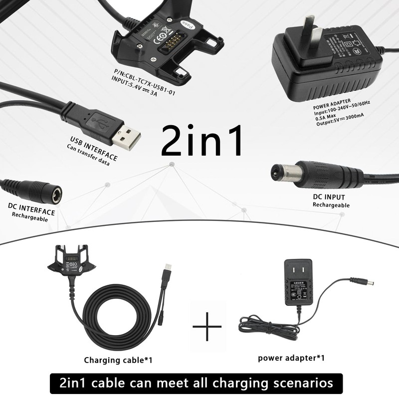 USB Charger Cable with Adapter for Zebra Symbol TC70 TC75 PDA Handheld Comput... gallery