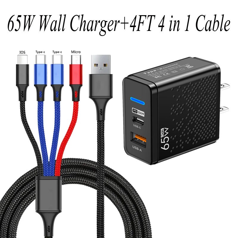 65W Super Fast Charging USB Type C Wall/Car Charger For All Cell Phone iPad