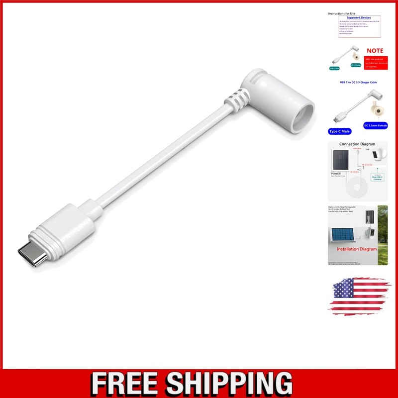 Innovative USB-C to Barrel Plug Adapter for Ring Security Cameras - 2A Current