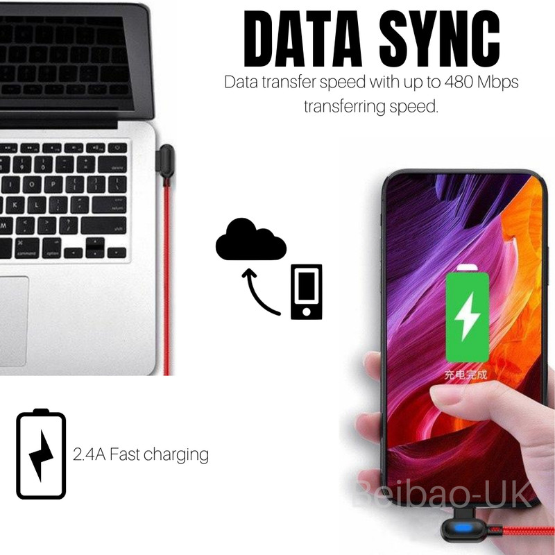 3 Pack 3Ft 6Ft Type USB-C Fast Charge Cable 90-Degree For Samsung Charging Cord gallery