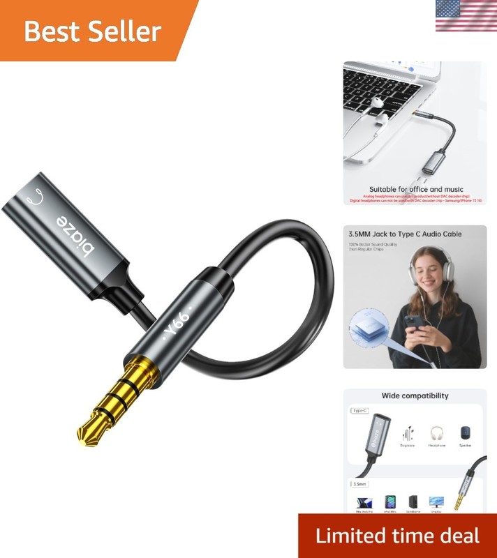 USB C Female to 3.5mm Male Audio Adapter – Seamless Analog Connection