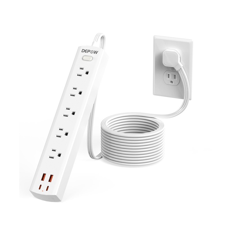 10 Ft Ultra Thin Extension Cord, 5-Outlet Power Strip Surge Protect… Fast Ship