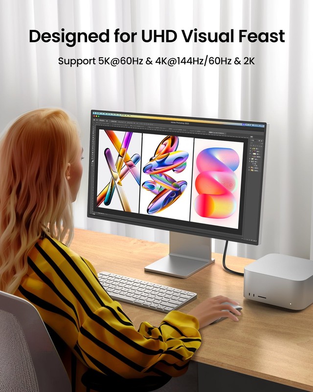 USB C Monitor Display Cable 6.6FT [4K@144Hz/60Hz 8K@30Hz], USB C 3.2 Gen 2x2 ... gallery